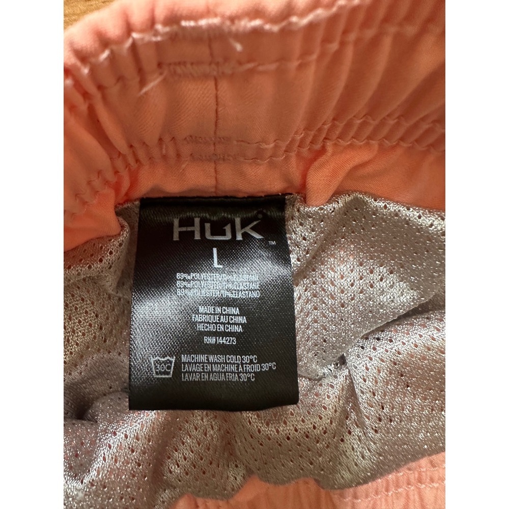 Huk Mens Coral NWOT Fishing Board Shorts Mesh Lined Elastic Waist Lathe - Picture 4 of 4